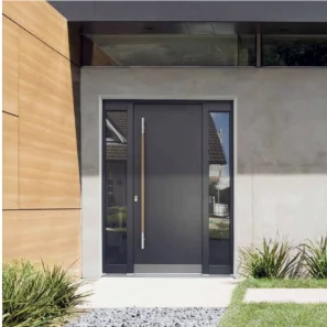 Aluplast main entrance door with full-height glazed sidelight