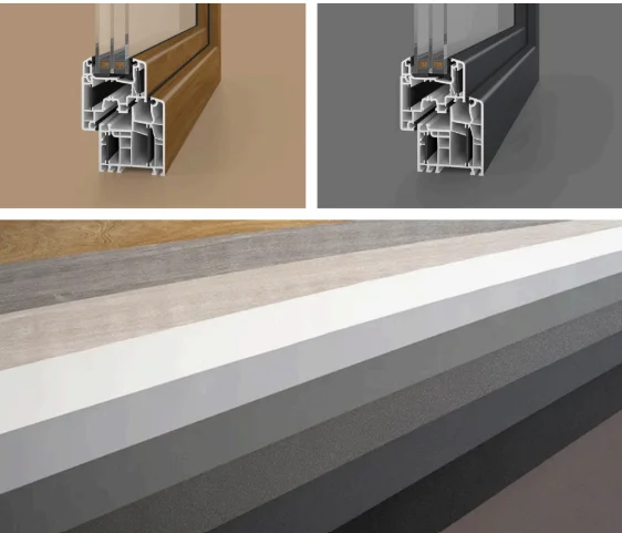 Aluplast multi-chamber profile construction and available architectural finishes