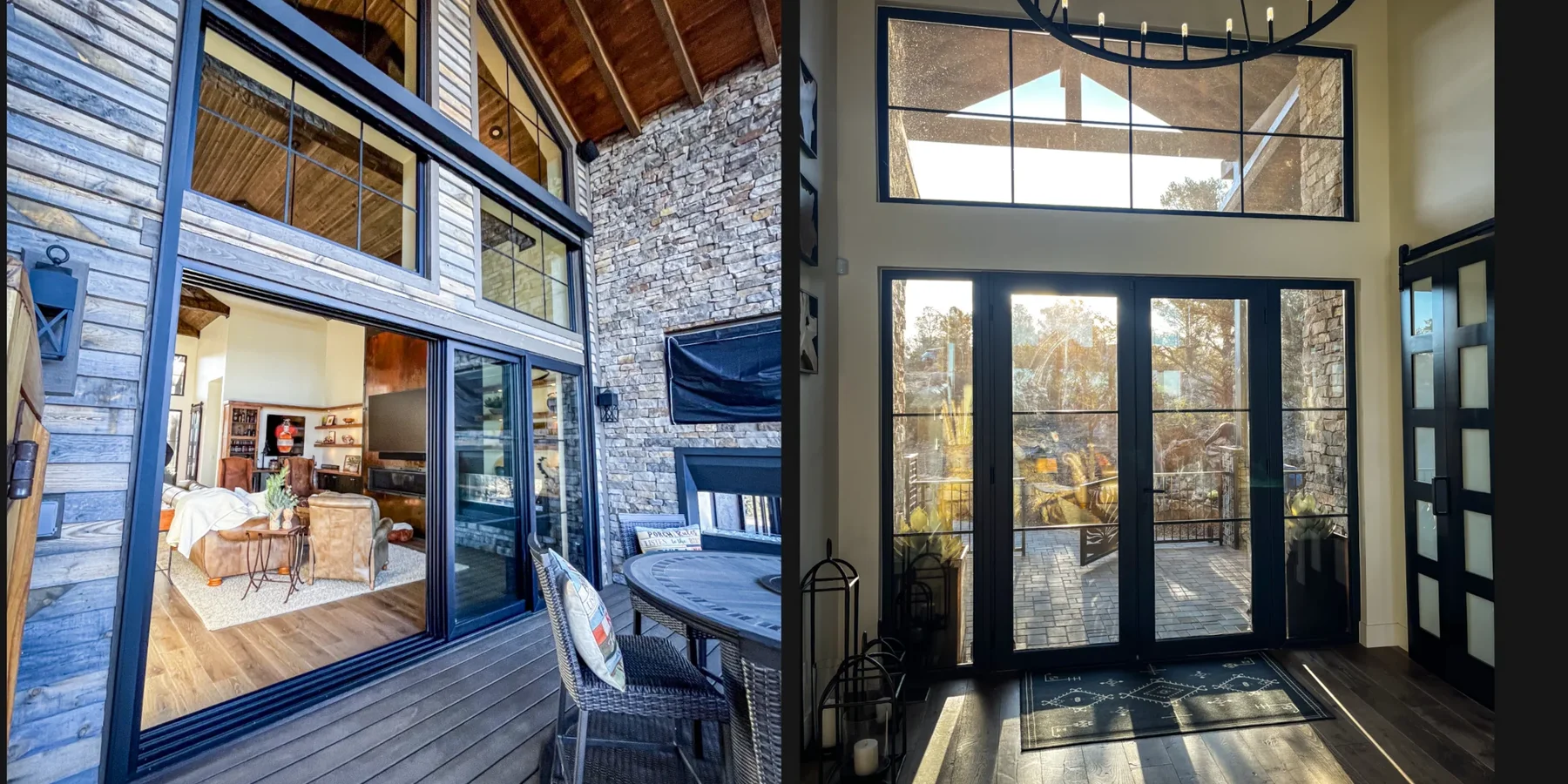Talking Rock exterior glazing and sunlit entry opening toward the Prescott landscape